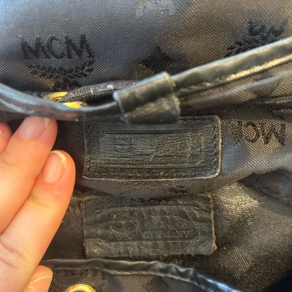 MCM Black Nylon and Leather Backpack with Gold Accents - Picture 8 of 12
